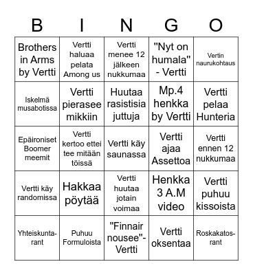 Vertti Bingo Card