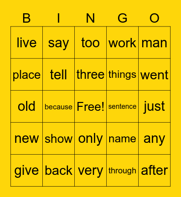 Sight Words 200's Bingo Card