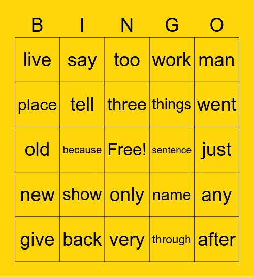 Sight Words 200's Bingo Card