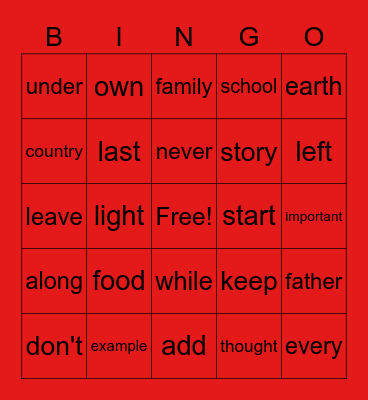 Sight Words 300's Bingo Card