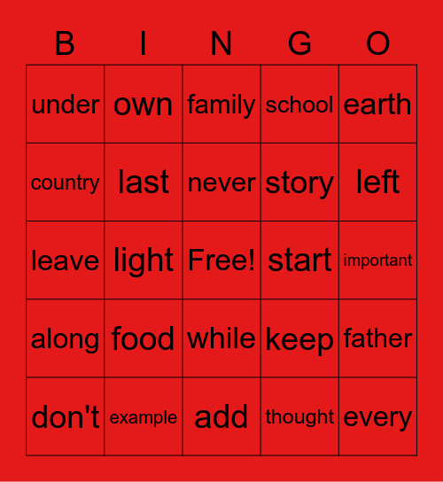 Sight Words 300's Bingo Card