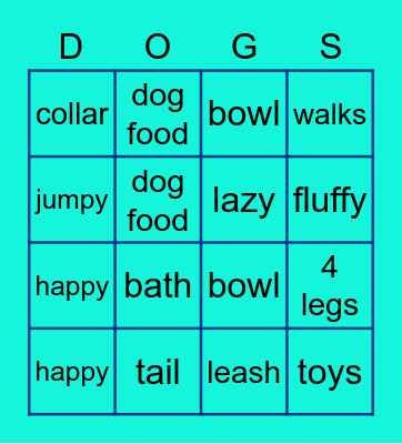 dogs Bingo Card