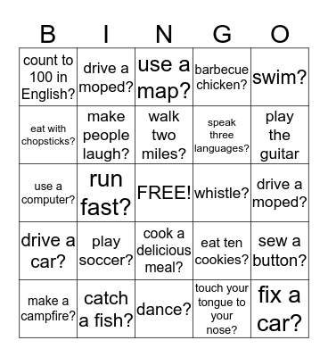 Can you? Bingo Card