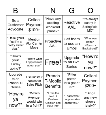 FRIYAY Bingo Card