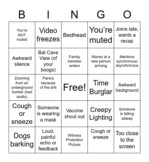 Zoom Bingo Card