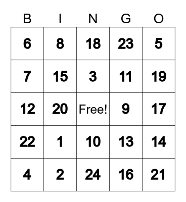 Bingo FUN Bingo Card