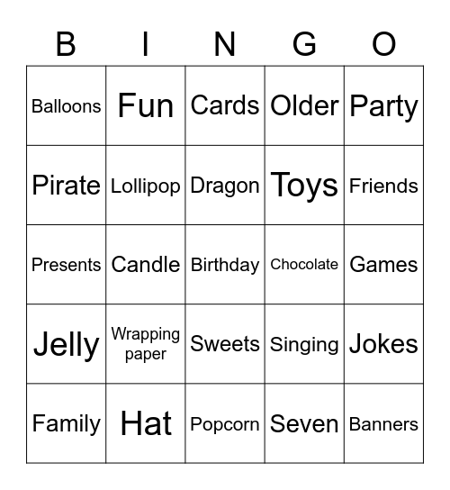 Ethan's Birthday Bingo! Bingo Card