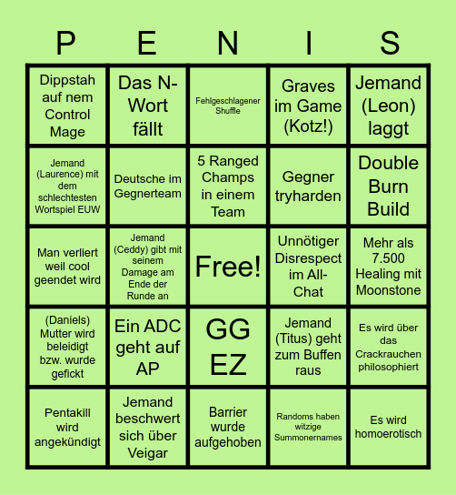 ARAMsamsam Bingo Card