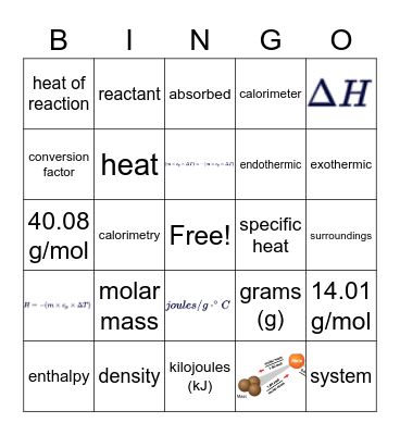 Thermochemistry Bingo Card