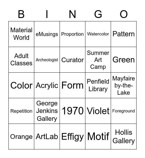 PMoA Bingo Card