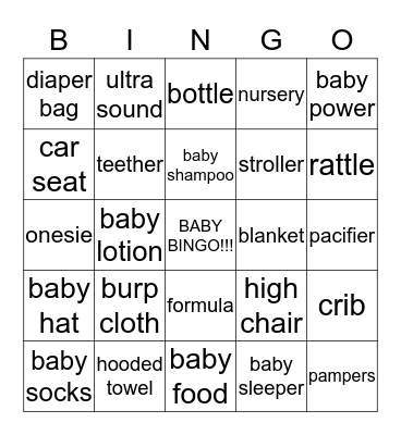 Baby Bingo Card