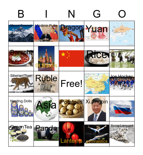 Russia & China Bingo Card