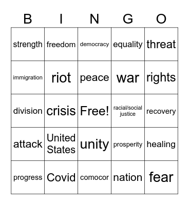 Hamilton Bingo Card