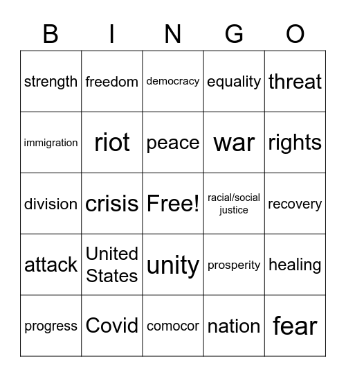Hamilton Bingo Card