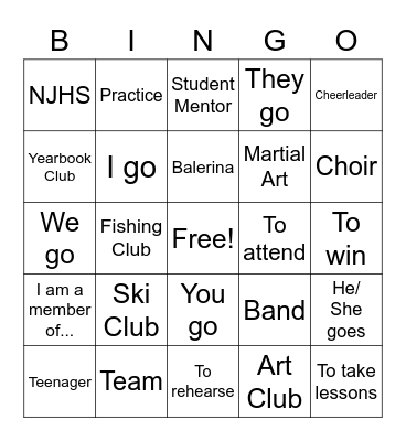 Spanish Bingo Card