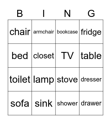 Bingo furniture Bingo Card