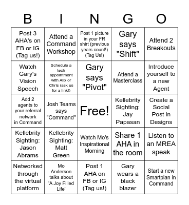 KW Family Reunion 2021 Bingo Card