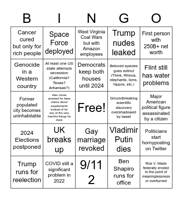 Doomer Bingo Card