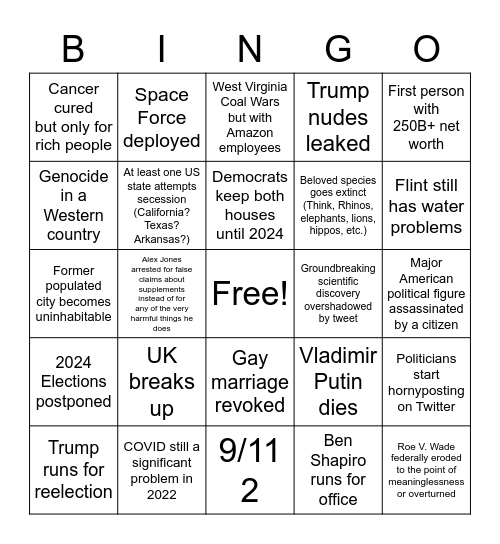 Doomer Bingo Card