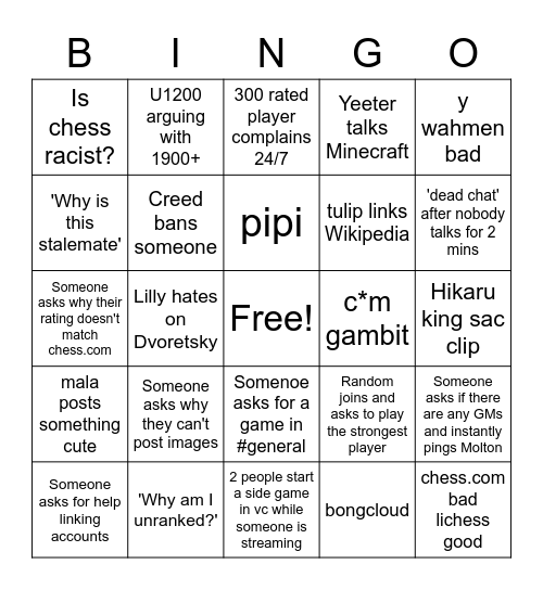 Chess Academy Bingo Card