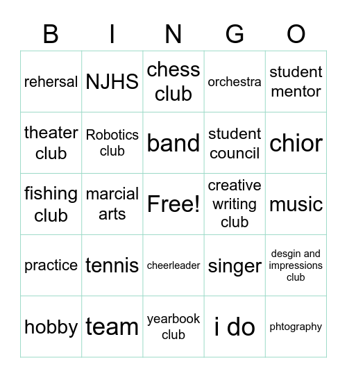 Spanish Bingo Card