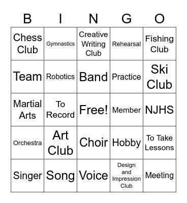 Spanish Bingo Card