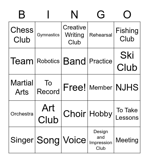 Spanish Bingo Card