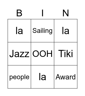 Lawson's Bingo Card