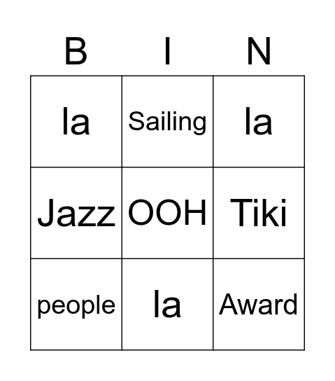 Lawson's Bingo Card