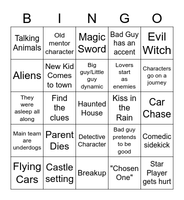 Trope Bingo Card