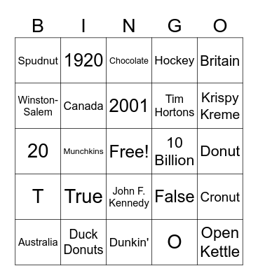 Donut Day Bingo Card