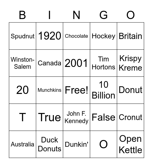 Donut Day Bingo Card