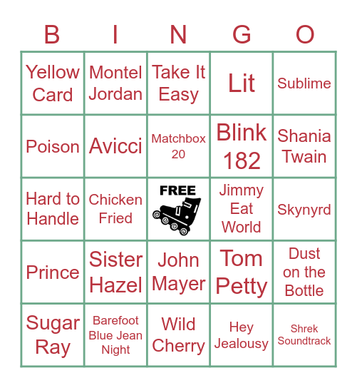 Mikey Needleman Band Music Game Night 1 Bingo Card