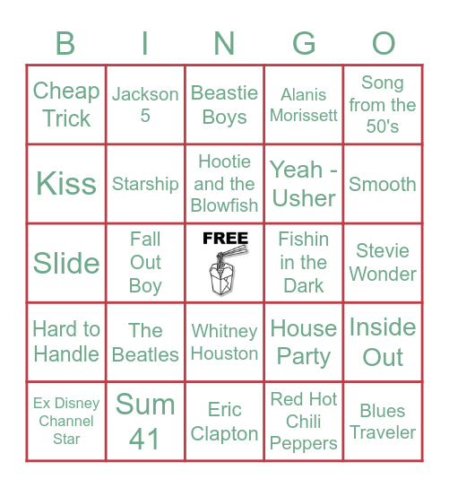 Mikey Needleman Band Music Game Night 2 Bingo Card