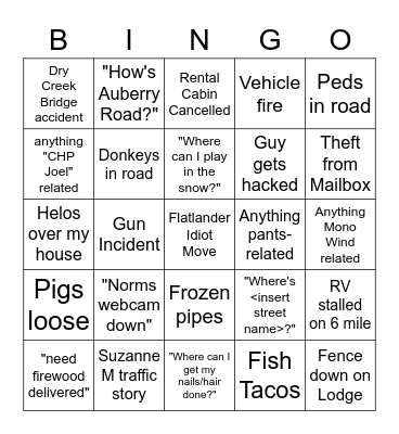 Winter 2021 Bingo Card