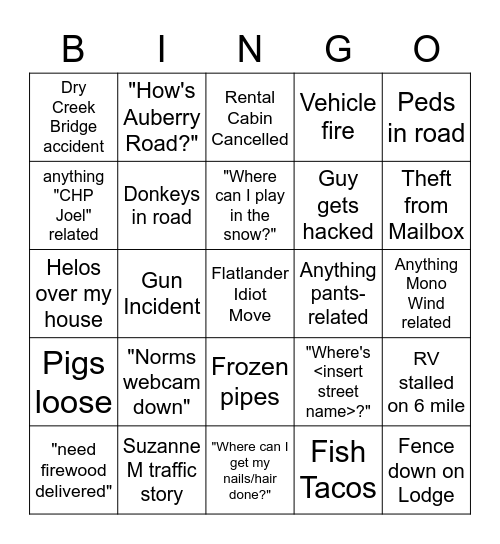 Winter 2021 Bingo Card