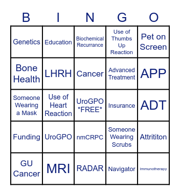 Patient Navigator - Buzzword Bingo Card