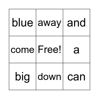 Sight Words Bingo Card