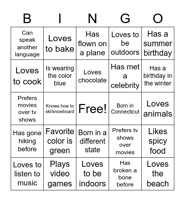 Zoom Bingo Card
