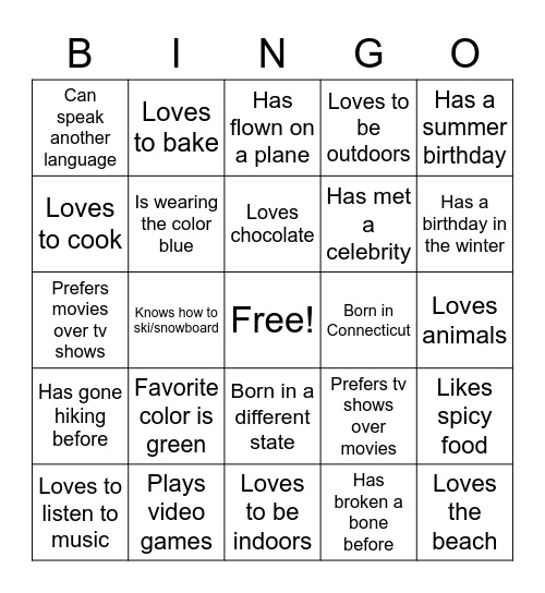 Zoom Bingo Card