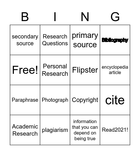 January Library Lessons Review Bingo Card