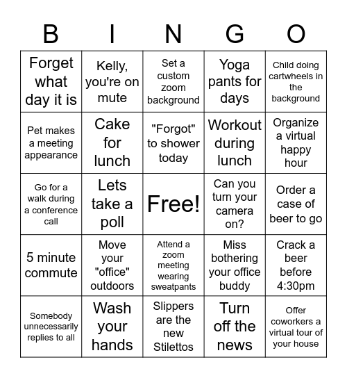 WFH BINGO Card