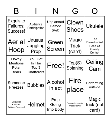 Bindlestiff Open Stage Test Bingo Card