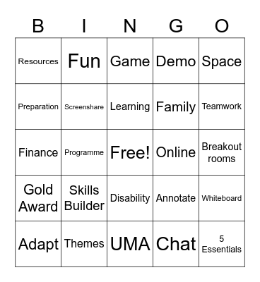 Programme bingo! Bingo Card