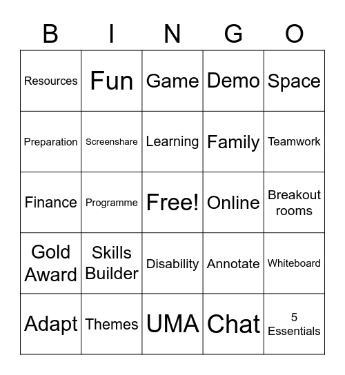 Programme bingo! Bingo Card