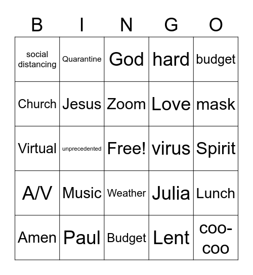 Annual Meeting Bingo Card