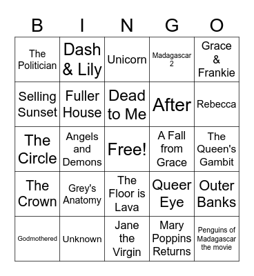 Quarantine Bingo Card