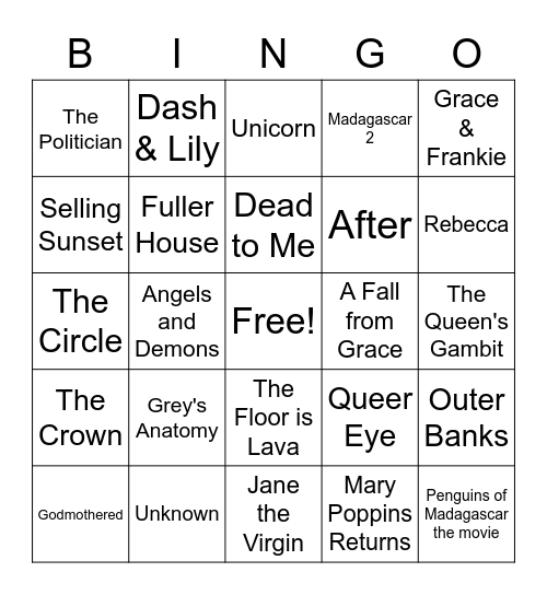 Quarantine Bingo Card