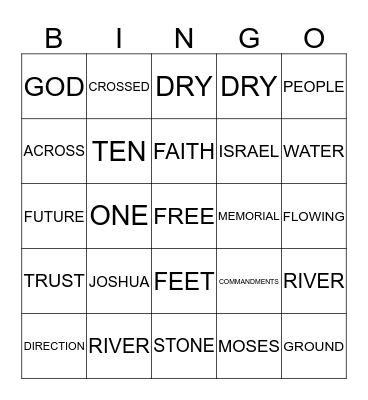 CROSSING THE JORDAN RIVER Bingo Card