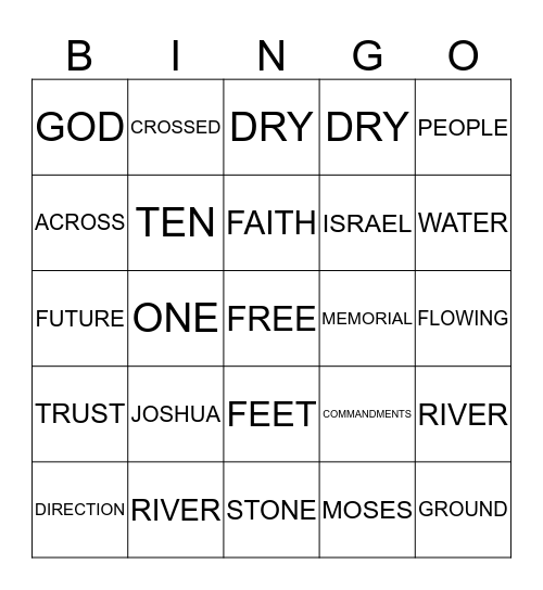 CROSSING THE JORDAN RIVER Bingo Card